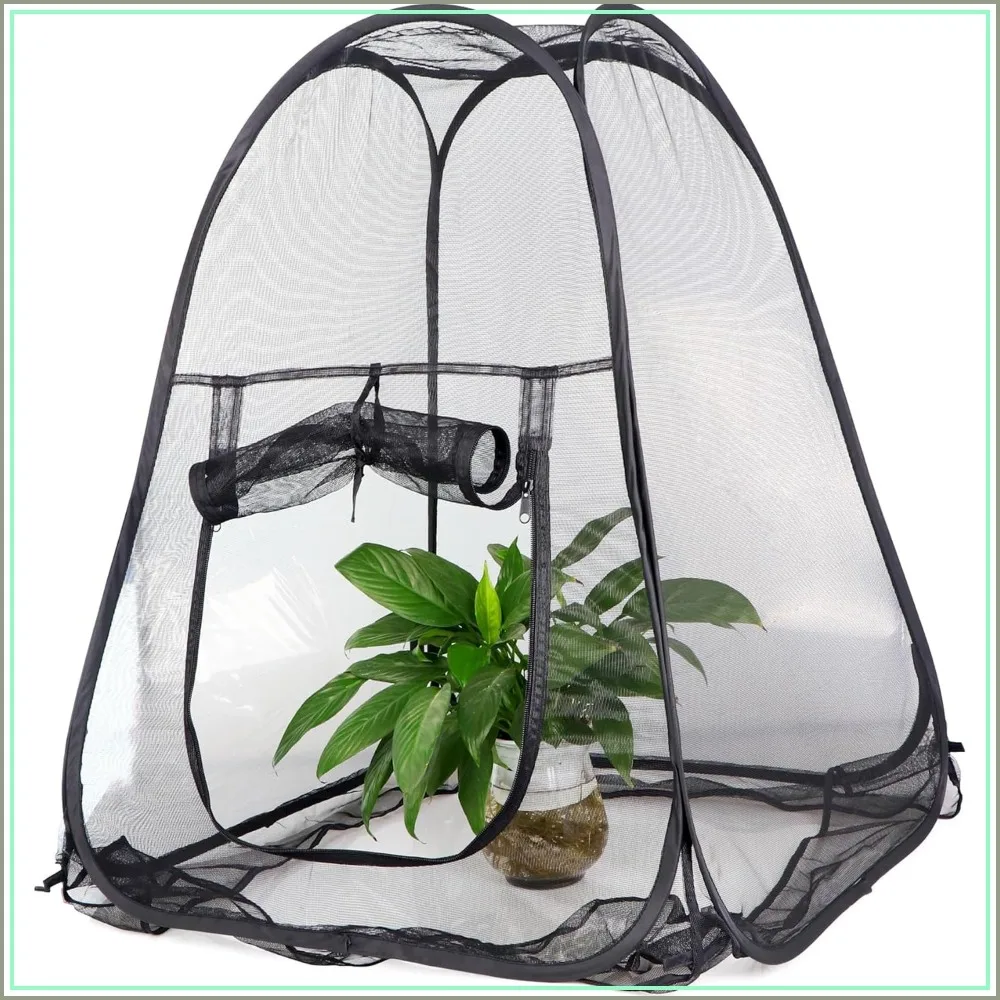 

Pop-Up Mesh Plant Cover: Pest Guard, 36x36x39 in, Black