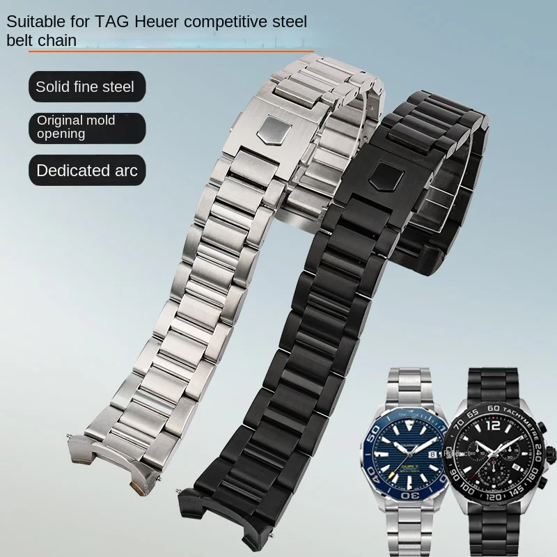 22mm 24mm Bracelet Watch Strap FOR TAG Heuer Calera Series Solid Stainless Steel Watch band Accessories men Arc End Wristband