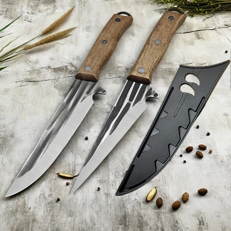 Cuchillo de deshuesado de acero inoxidable, cuchillo de carnicero para Chef de cocina, cuchillo de carnicero, cuchillo para barbacoa de pescado con funda