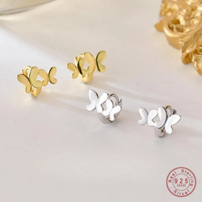 

925 Sterling Silver Butterfly Ear Buckles Original Design Hoop Earrings for Women Girls Birthday Fine Jewelry