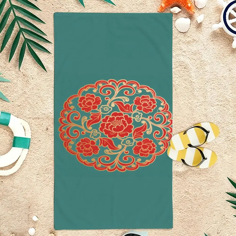Decor vine pattern Towel Microfiber soft Beach Towel for Travel Fitness Sauna Bathing Camping
