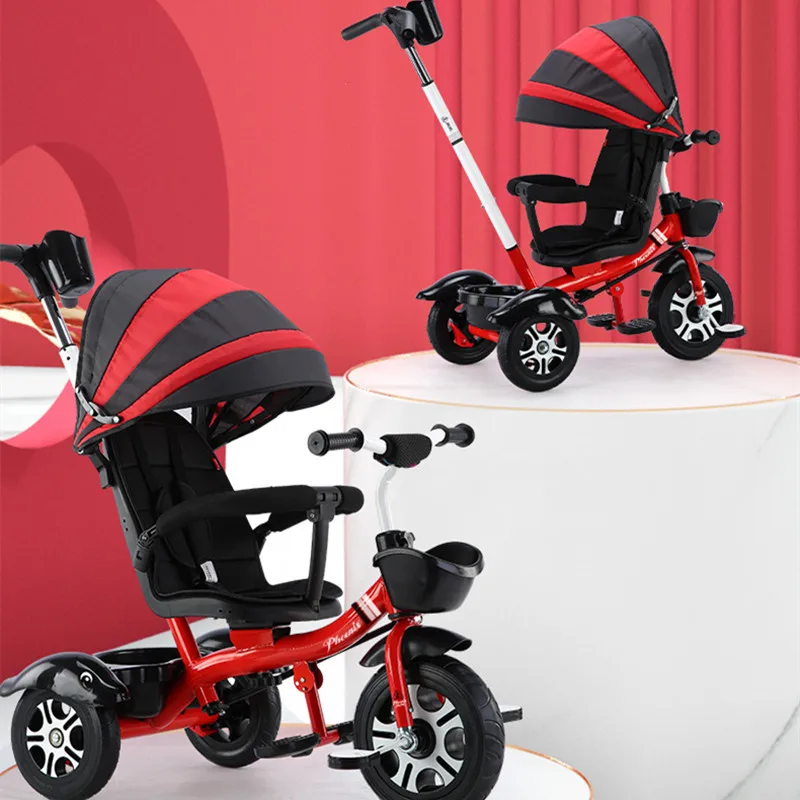 Children's tricycle with push rod trolley boy girl Tricycle baby bicycle kids stroller car with three wheels