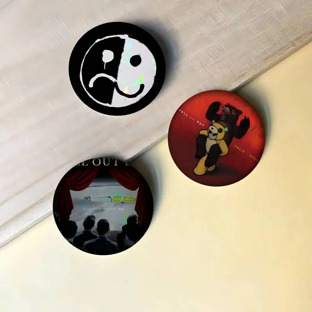 Band F-Fall Out Boy Round Laser Anime Creative Tinplate Soft Button Pins Animal Icon Brooch Lapel Backpack Badge Accessories Pin