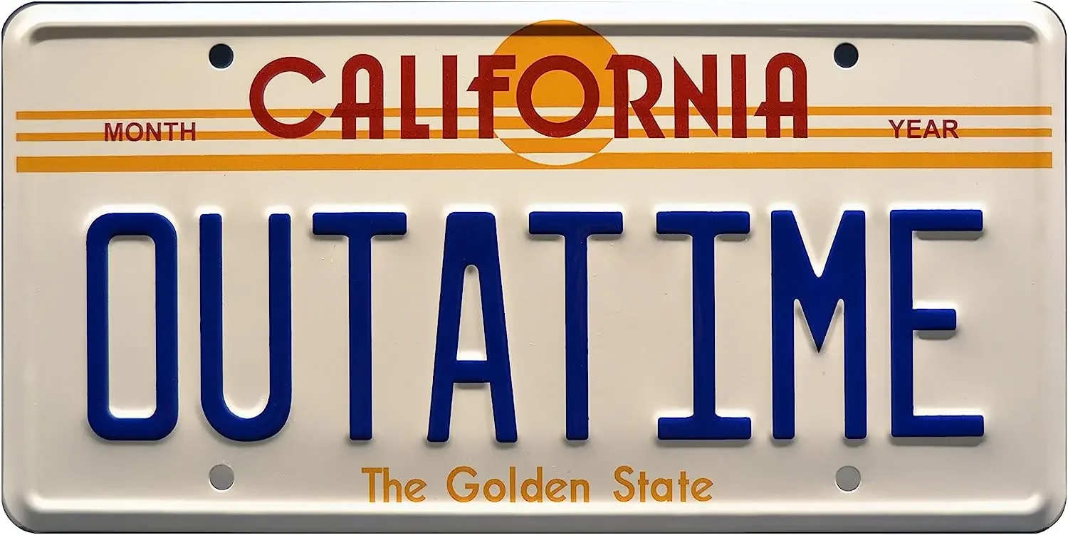 

Celebrity Machines Back To The Future | Delorean | Outatime | Metal Vanity Prop License Plate Home Decoration Metal Wall Sign