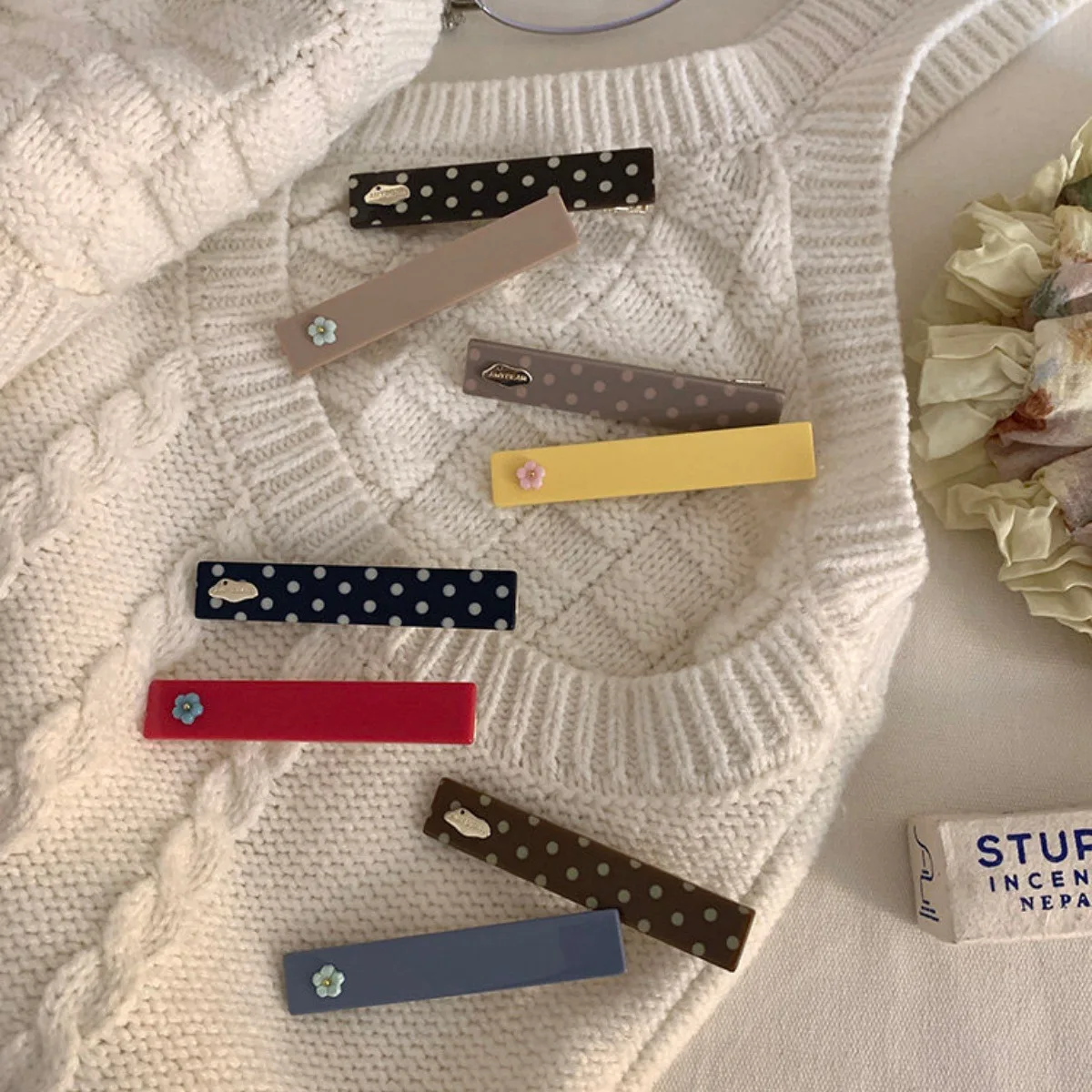 Hair Clip Colorful Polka Dot Heart Pair Metal Lightweight Secure Grip Elegant Sweet Daily Office Travel Women Accessory