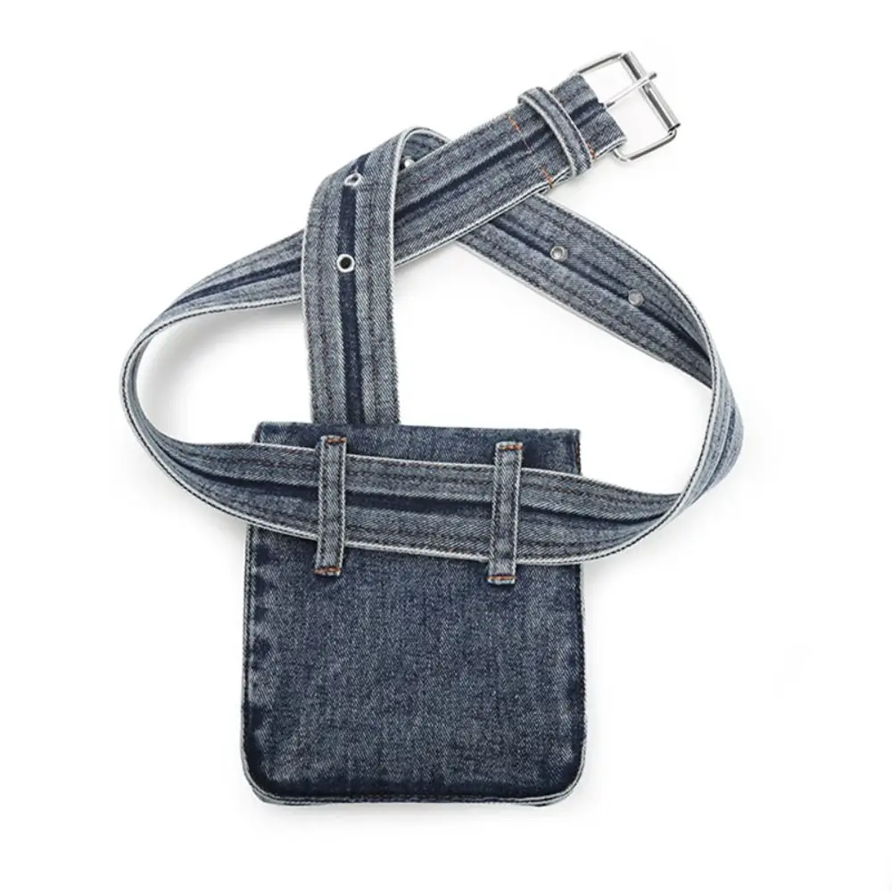 

Multifunctional Denim Belt Waist Bag Korean Style Portable Denim Crossbody Bag Pouch Lightweight Fanny Pack Clothing Decorative
