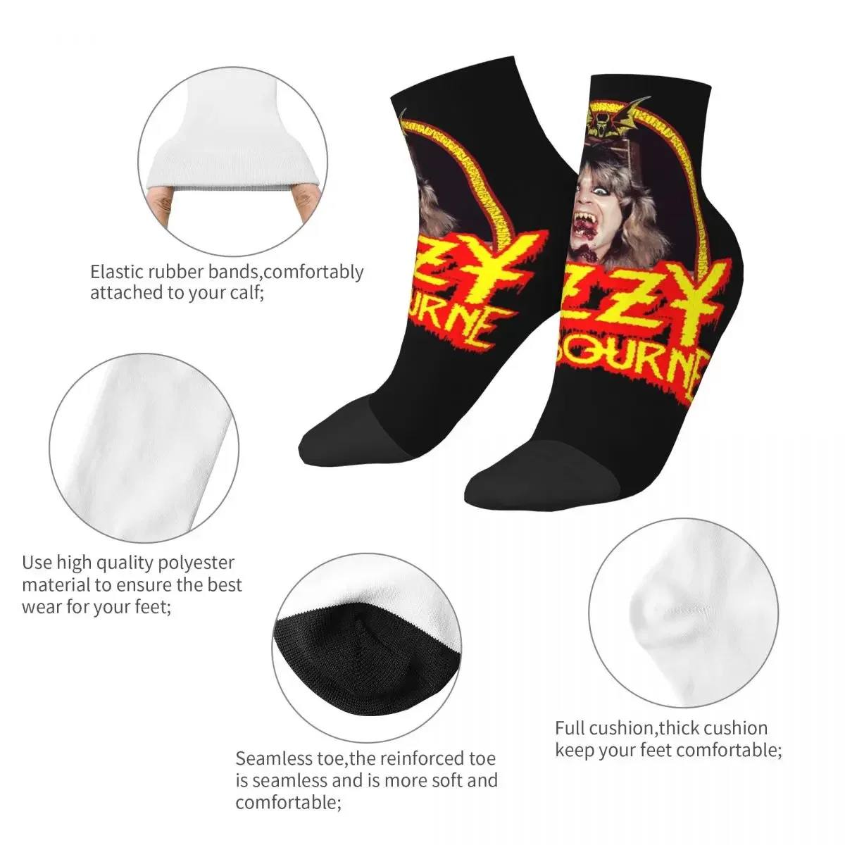 جوارب Ozzy Osbourne Merch Prince Of Darkness جوارب Harajuku جوارب طوال الموسم إكسسوارات لهدايا عيد الميلاد للرجال والنساء