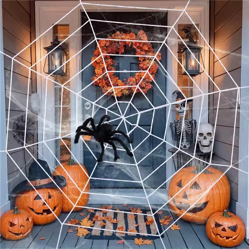 

Big Stretchy Spider Web Realistic Halloween Cobweb Spider Web Decoration Halloween-themed Haunted House Decor For Halloween