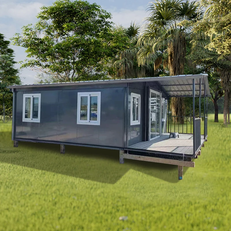 Double Wing Expandable Foldable House 20ft Prefab Mobile Home Extended Space Design Side Wings For Larger Living Area Family Use