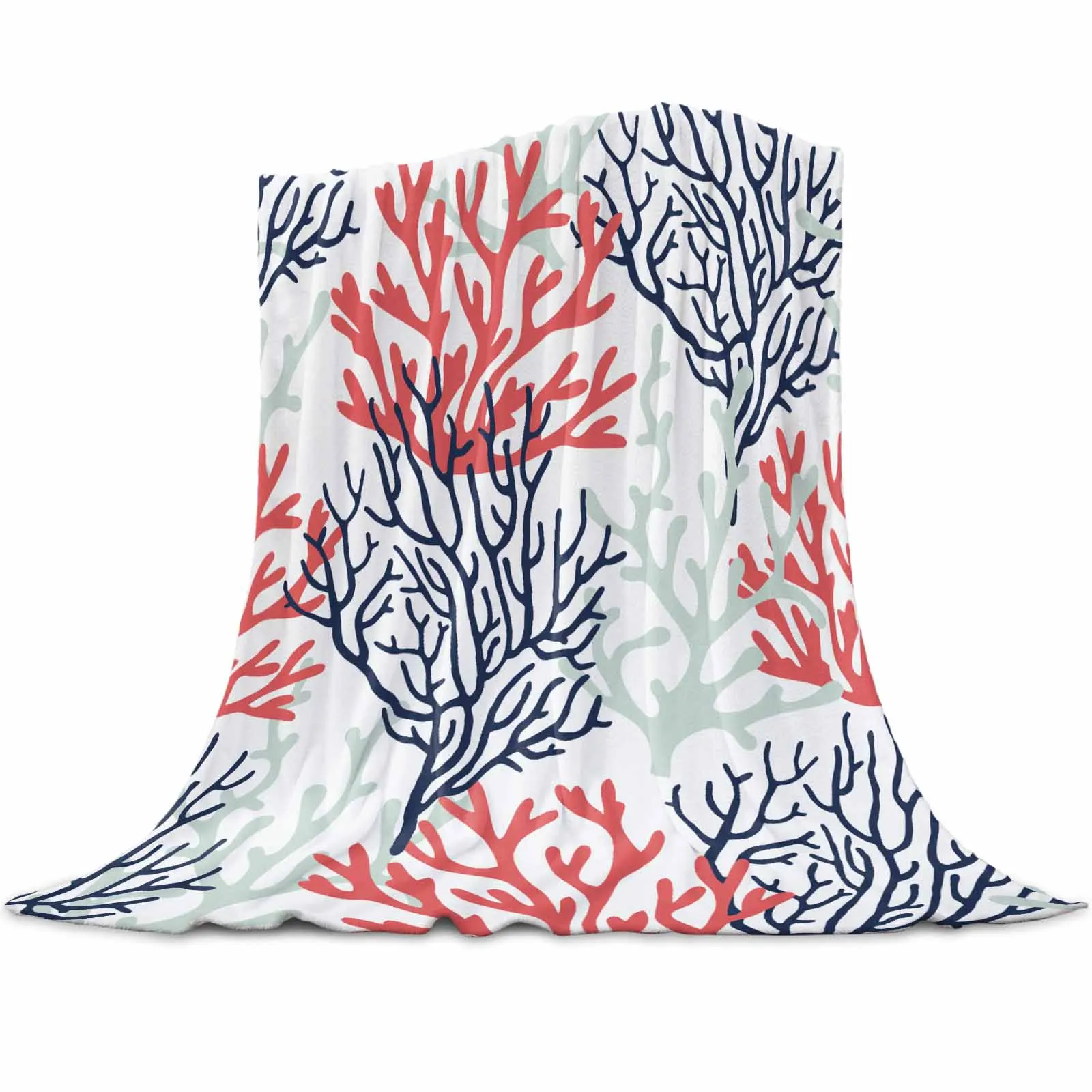 Summer Sea Life Coral Blankets Portable Soft Throw Blanket for Bed Office Bedspread Home Decor Flannel Blanket