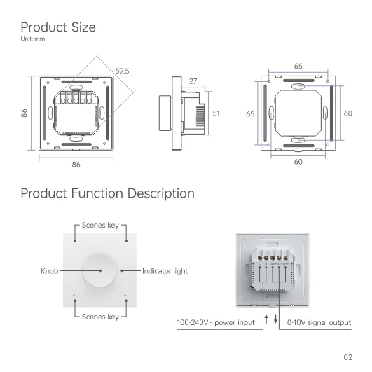 0-10V Bluetooth 5.0 2 in 1 Dimming ColorTemperature Knob Panel Compatible remote B1、B2、B8、RC4-BLE