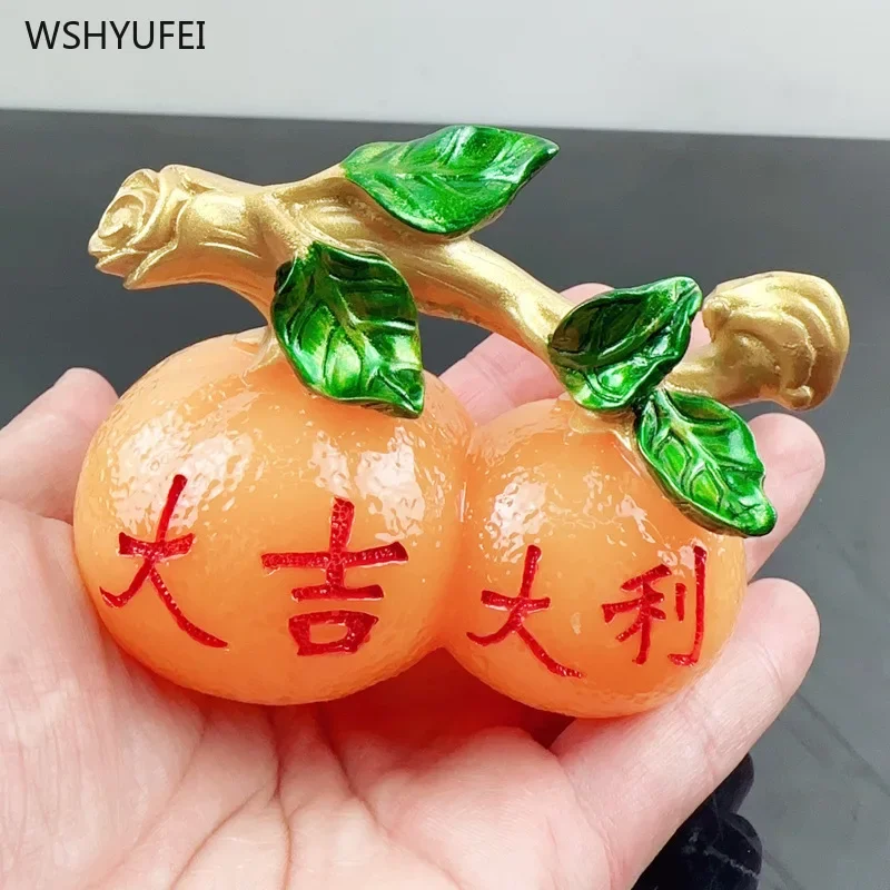 1 pc Resin fruit and vegetable ornaments tangerine apple Chinese cabbage Crafts Lucky Gift Home desktop decoration blessing