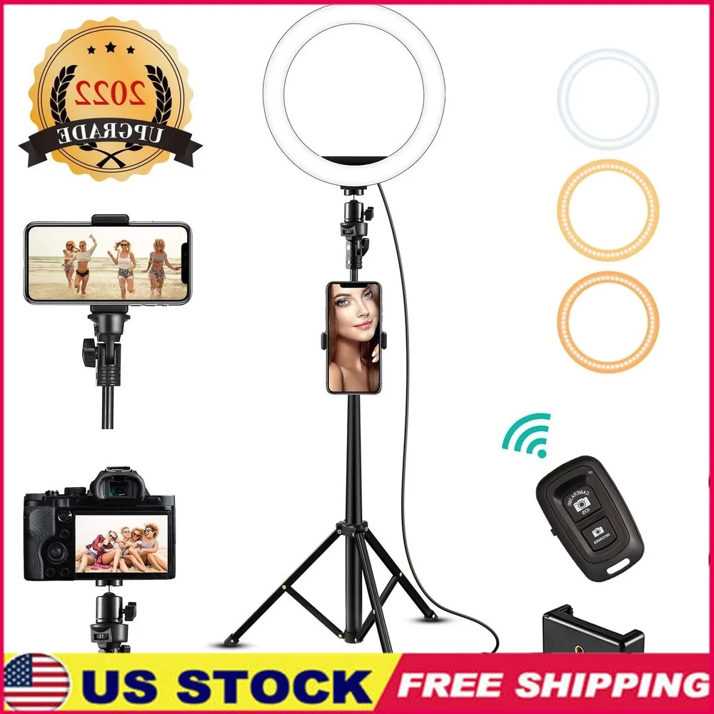 

Upgraded 8 Inch Dimmable Ring Light with Tripod Stand and Phone Holder Live Streaming Makeup Photography USB Powered Adjustable