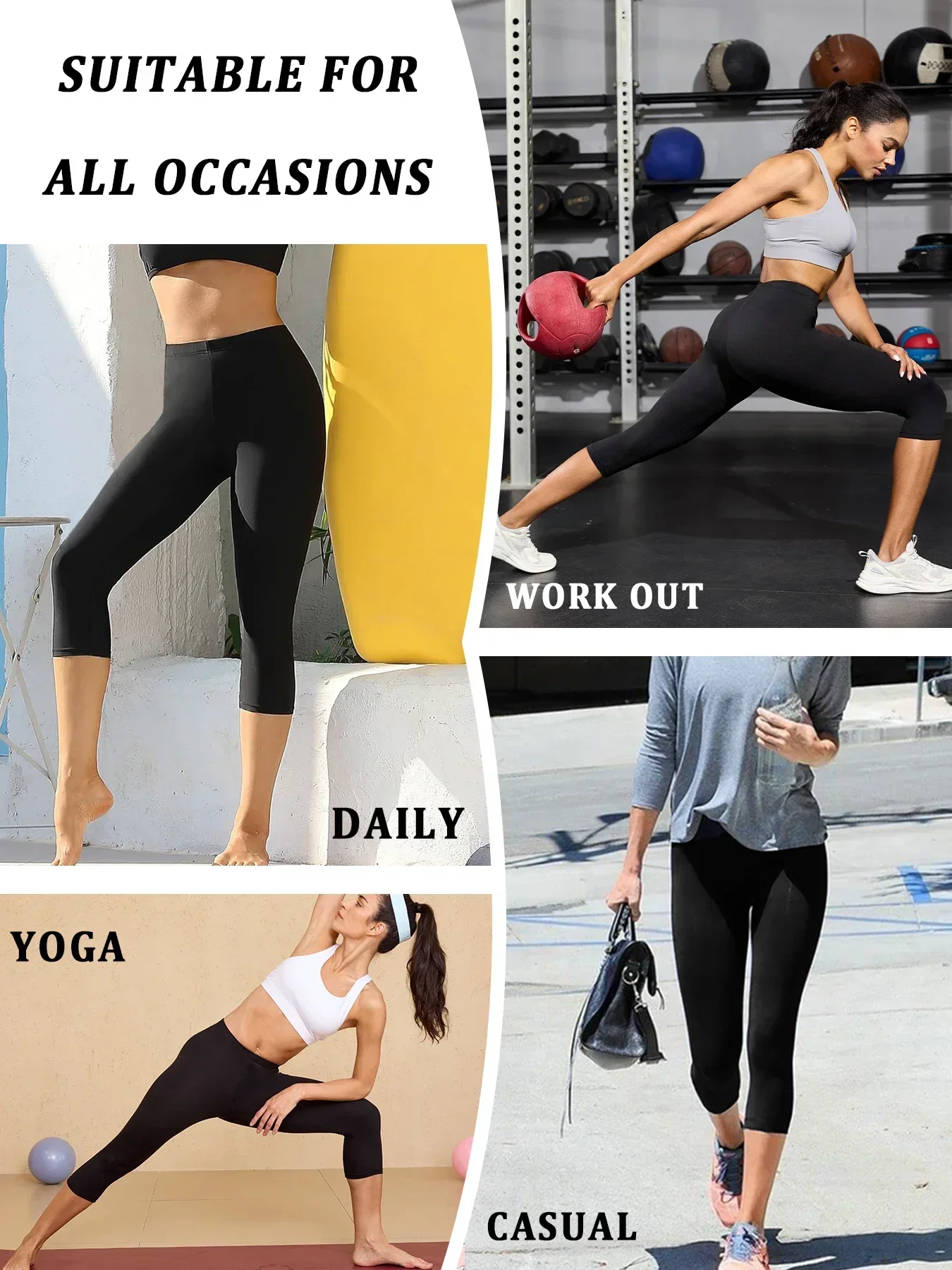 Superweiche Caprihose für Damen, hoch dehnbar, atmungsaktiv, kein durchsichtiges Training, Laufen, Yoga, Sporthose, Gym-Leggings