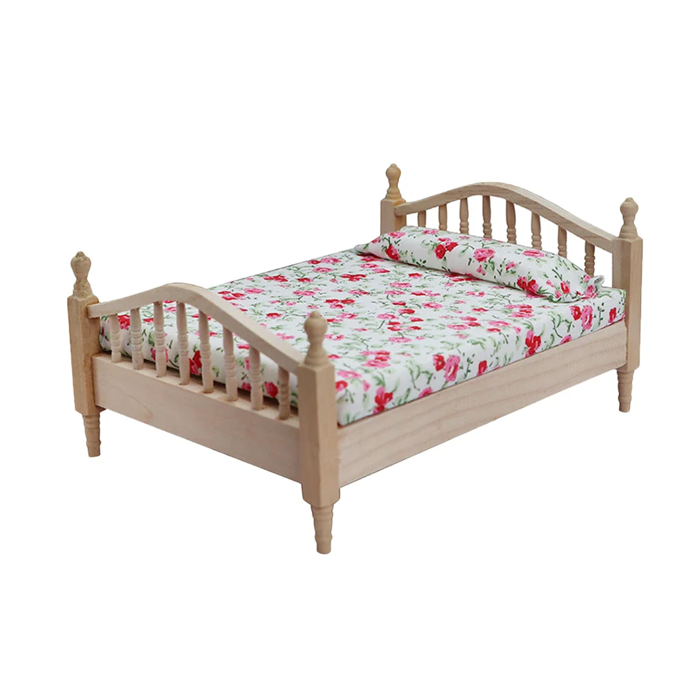 Dollhouses Simulation Bed House Miniature Bed Adorn Dollhouses Ornament House Mini Bed Mini Bed Decor