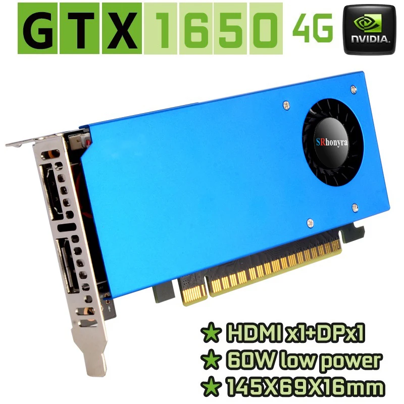 

Низкопрофильная видеокарта SRhonyra Geforce GTX 1650 4 ГБ GDDR5 PCIe 3.0 X16 128 бит SFF GPU HDMI + порт DP