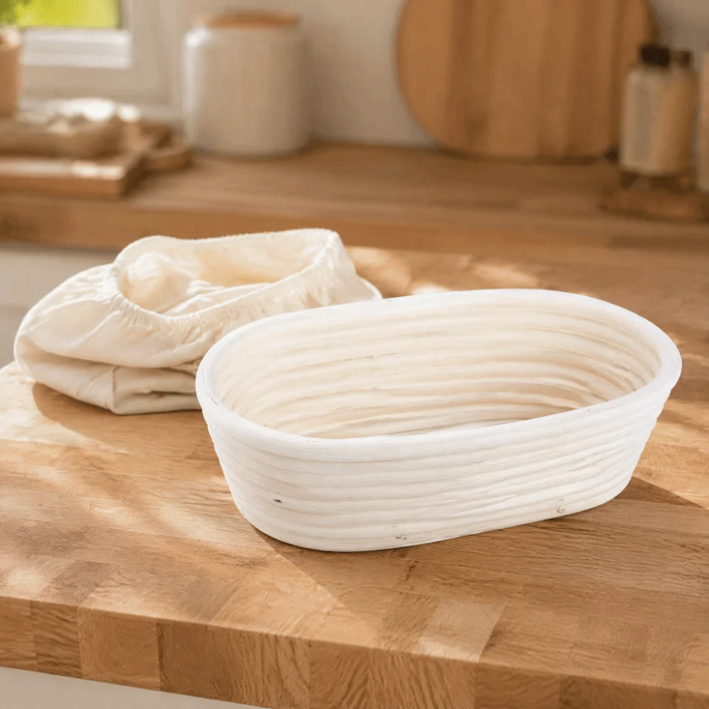 Oval Shape Bread Proofing Basket With Linen Liner Baking Tool Banneton Bread Basket Long Size Dough Basket Dough Proving