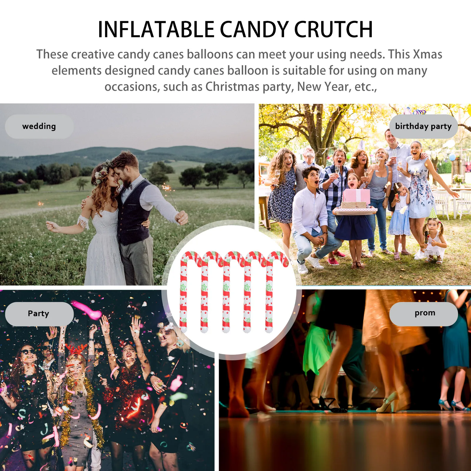 

5 Pcs Candy Cane Balloons Decoration Party Decorations Festive Canes Christmas Inflatable Inflatables