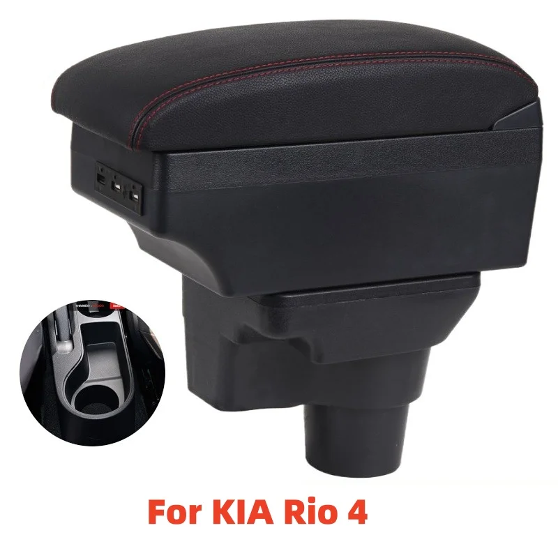 Adequado para KIA Rio 4 RIO 4 X-line K2 2016 2017 2018 2019 2020 2021 Caixa de apoio de braço para carro, apoio de braço em couro, caixa de armazenamento para console central