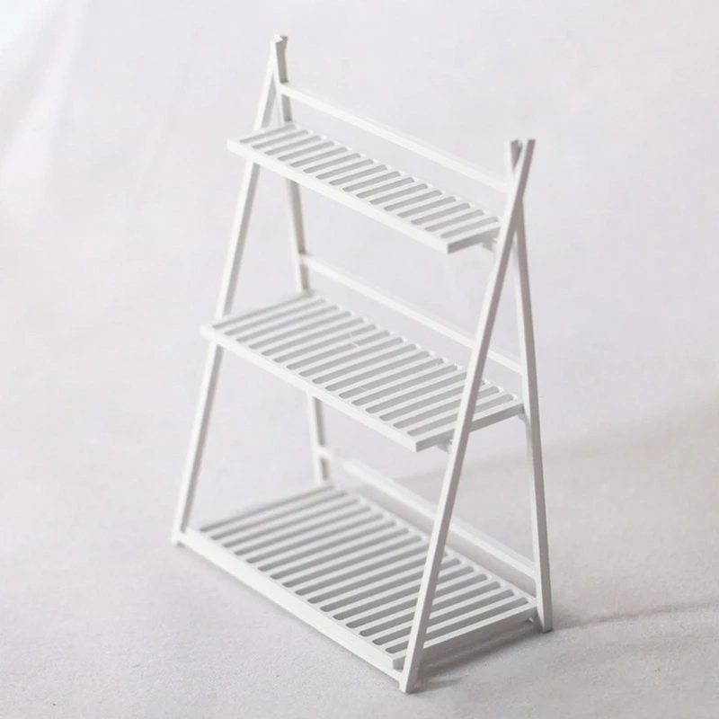 1:12 Simulation Dollhouse Flower Stand Display Rack Dollhouse Furniture Miniature Shelf Micro-Landscape Ornaments