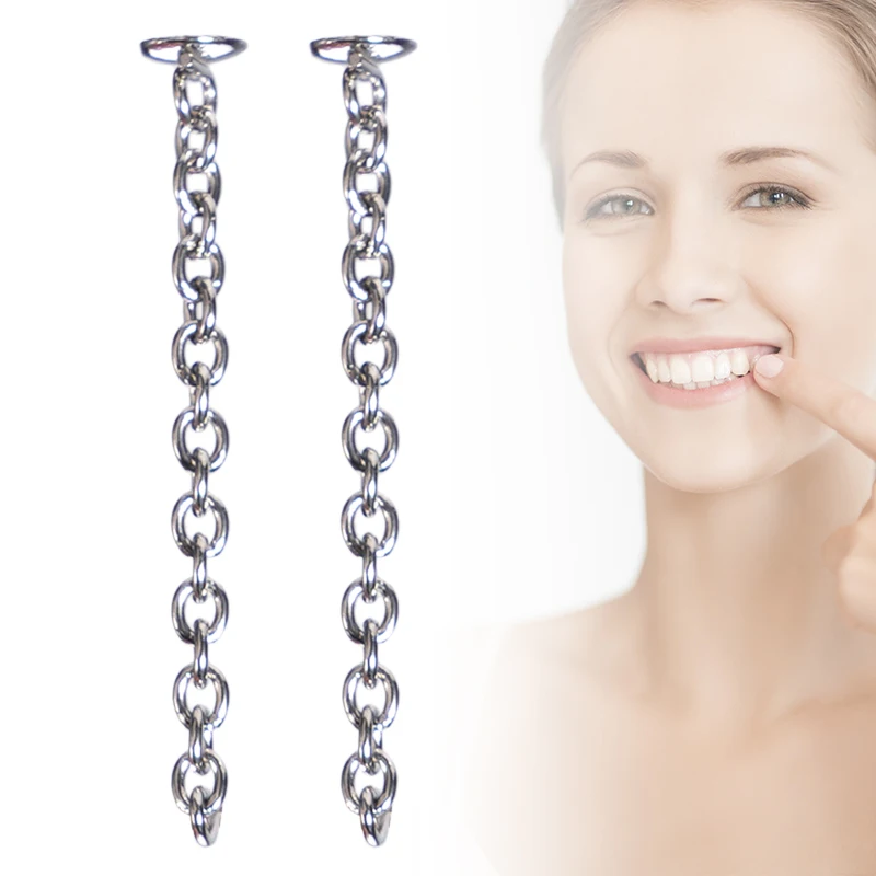 2pcs Oral Teeth Tongue Chain, Dental Decoration, Stainless Steel Tongue Chain, Cultural Decoration Creative Products