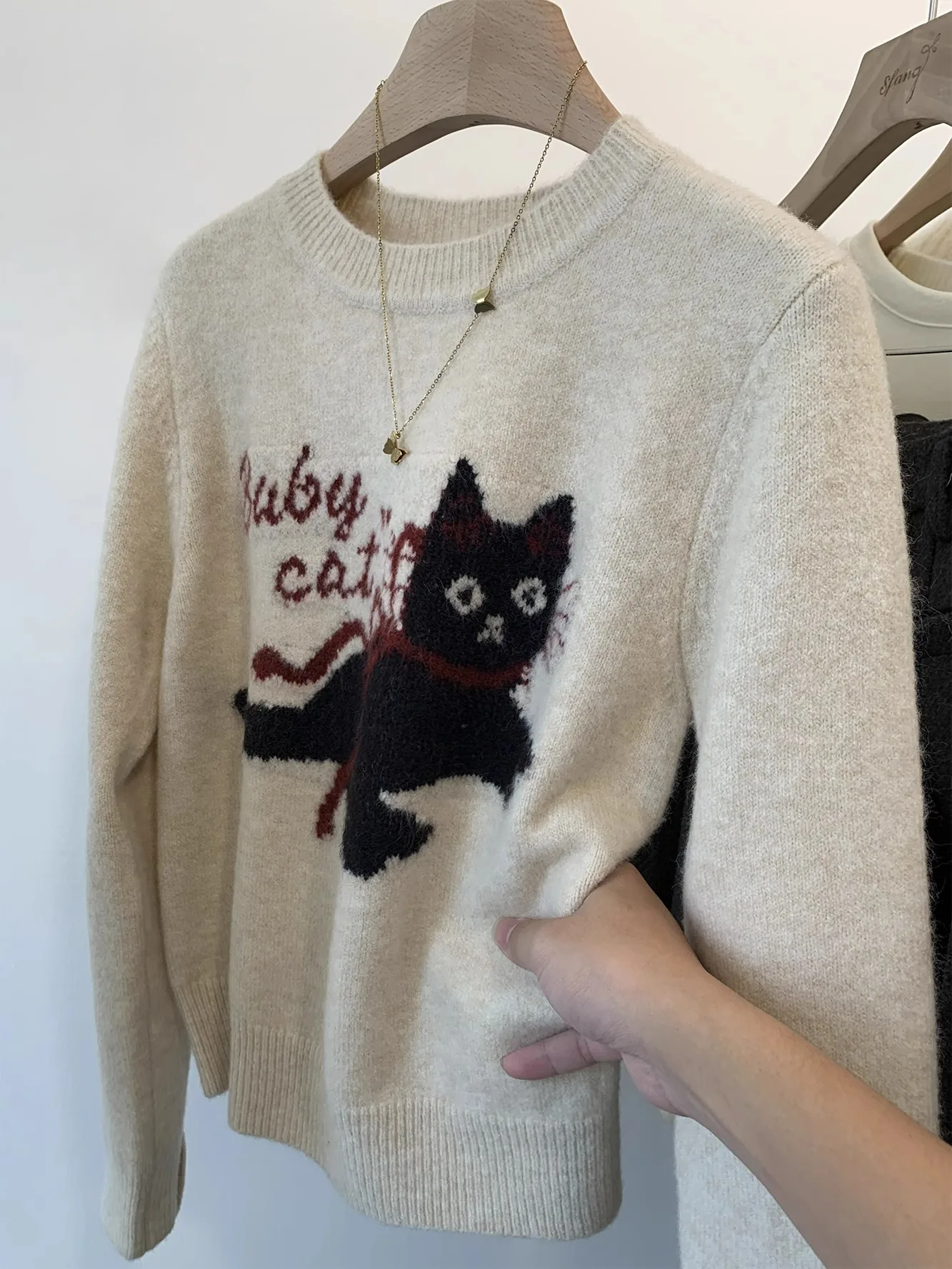 Cartoon Mohair Sweater Men Women Loose Knitted Jumpers Autumn Streetwear Harajuku Cartoon Funny Cat Pattern Pullovers Couple