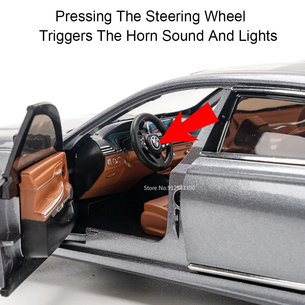 Modelo de coche de juguete M8 a escala 1:24, 760LI, fundido a presión, puertas con luz de sonido, vehículos abiertos con absorción de impacto, modelos, regalos para niños