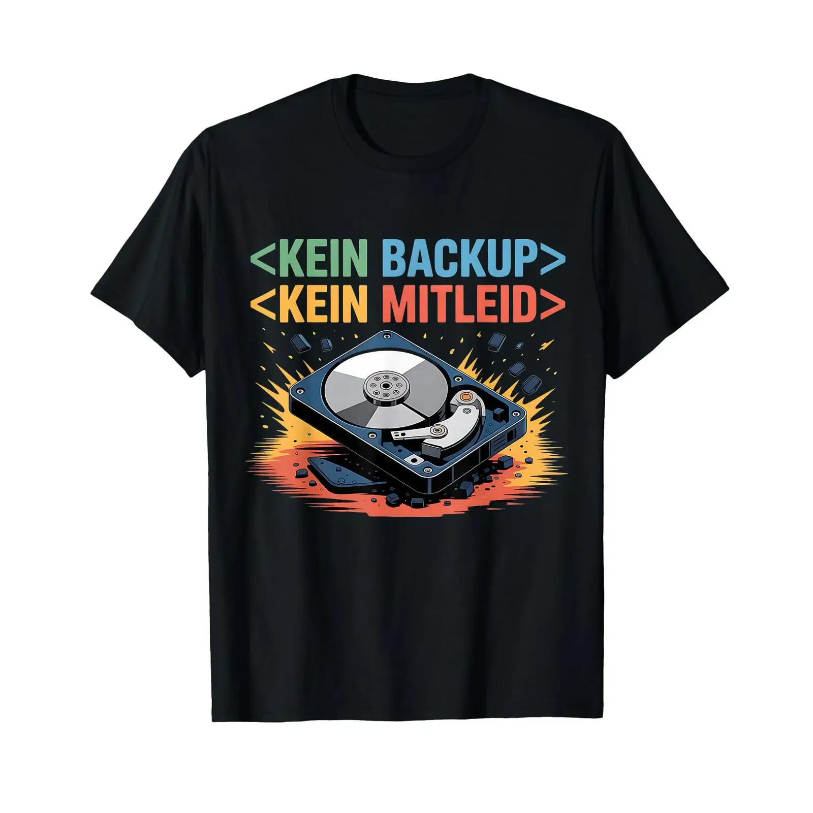 T Shirt with German Text quot Kein Backup Mitleid Code Admin IT vintage Washed Stylish Casual Unisex Soft graphic Comfortable