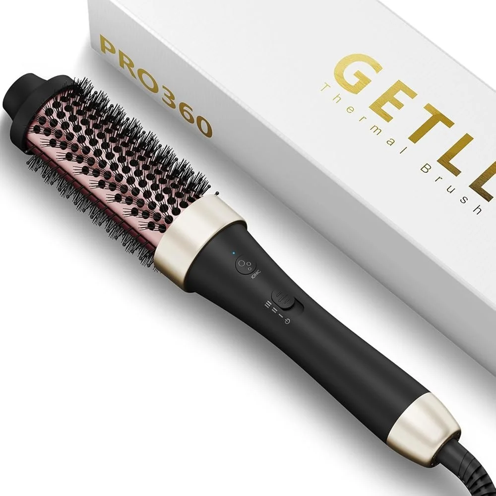 Ionic Heated Curling Brush 1.5 Inch Thermal Hair Styler with Dual Voltage Auto Shut Off Fast Heat Ceramic Tourmaline