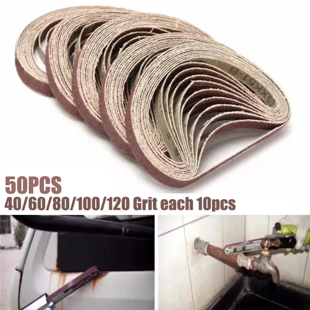 50pcs Sanding Belt 40-120 Grits For 10x330mm Sanders File Sanders Sander Angle Grinder Modified  belt sander Accessory