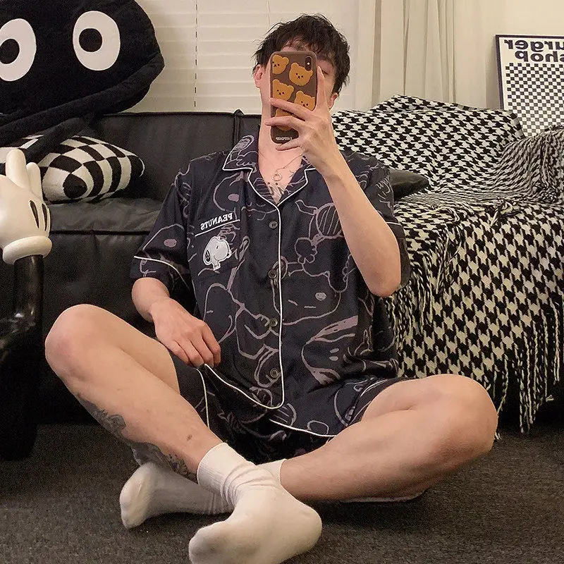 Summer Cute Snoopy Couple Pajamas Set 2026 New Cartoon Print Short Sleeved Pajamas for Men Women Fashion Casual Kawaii Homewear