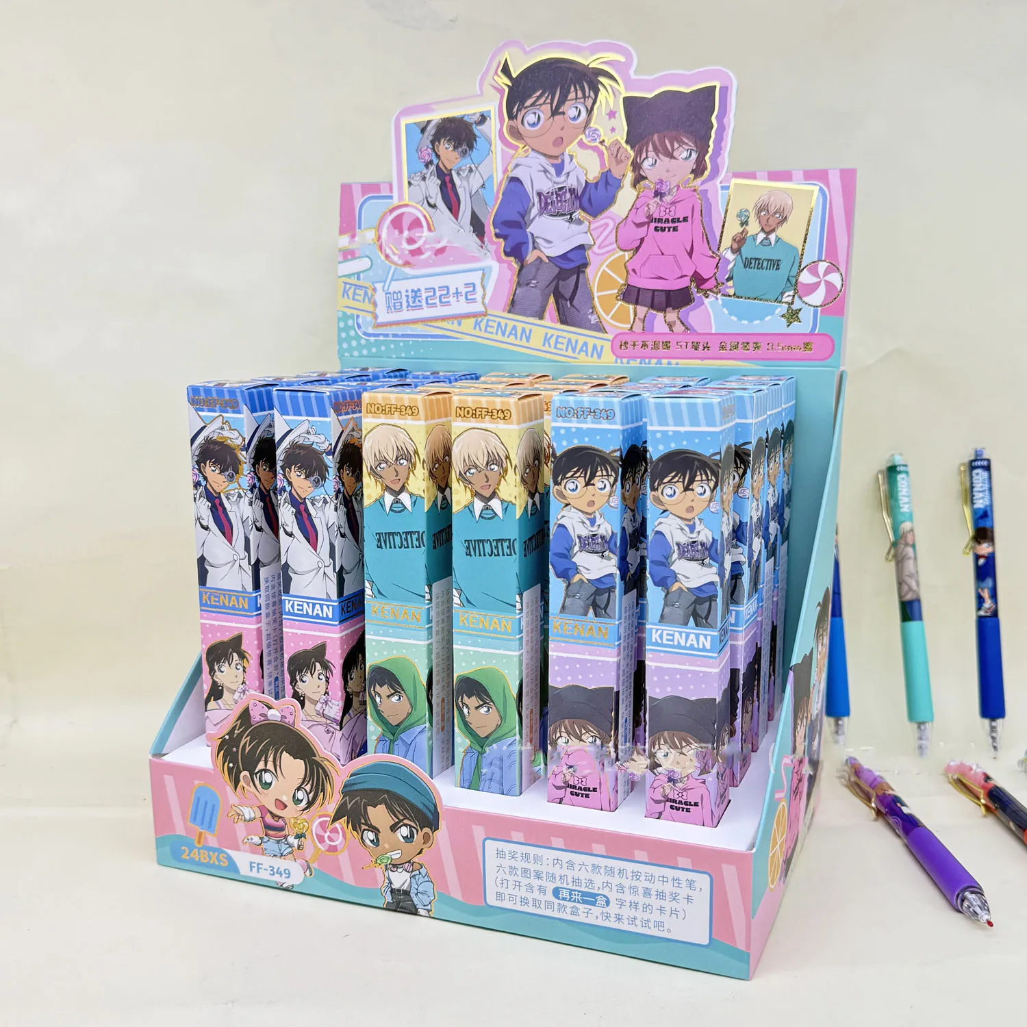 

New model Conan Gel Pen 0.5MM Black Ink Cartoon Anime Retractable Pen School Student Supply Kid Gift Office Stationery