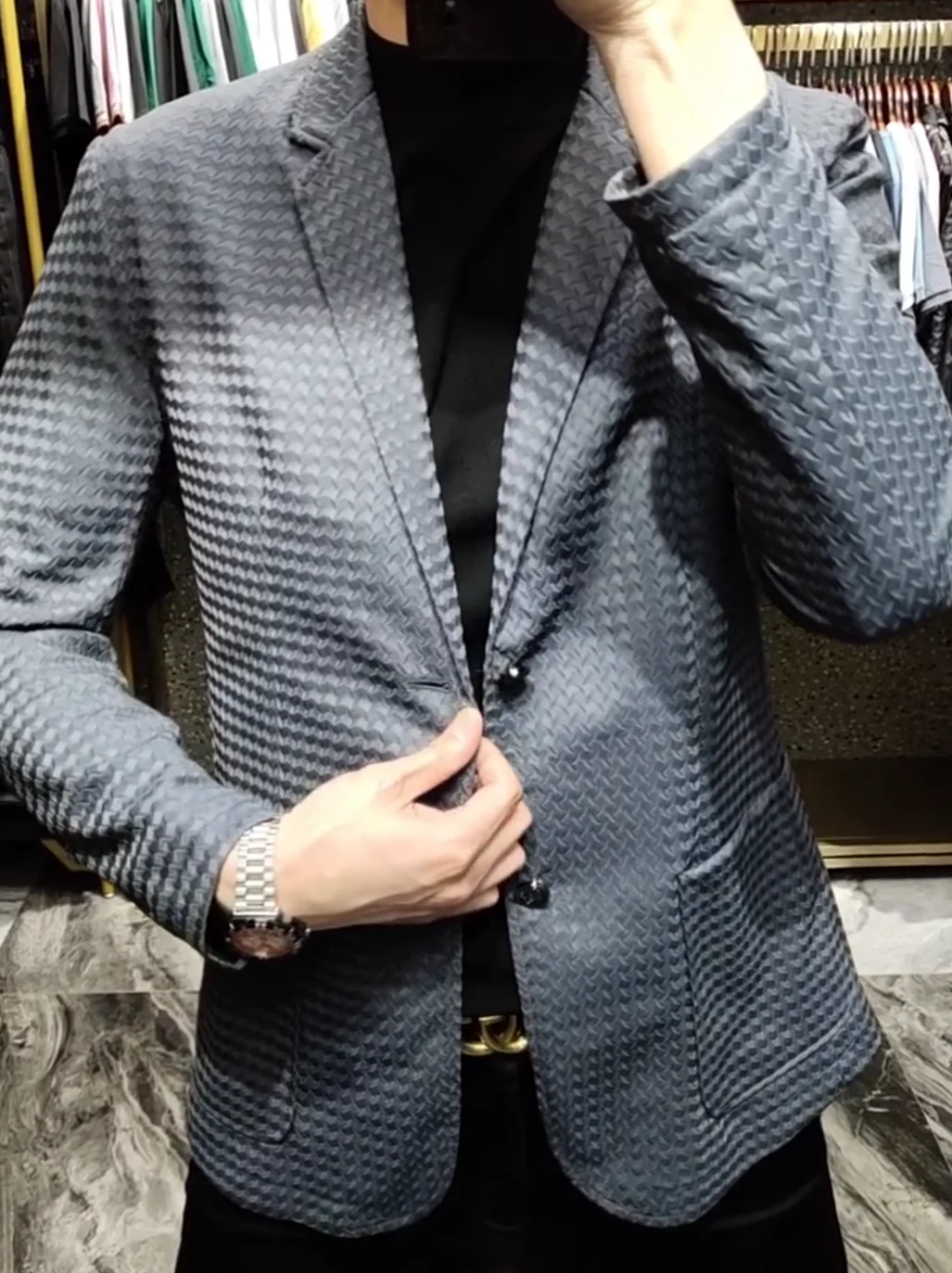 

Ультратонкий высокоэластичный летний мужской повседневный костюм-пиджак в корейском стиле, модный, для кондиционированных помещений