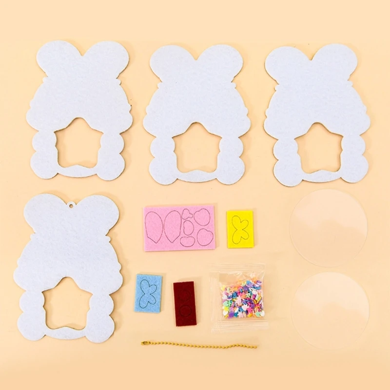 الإبداعية DIY الحيوان تهز قلادة الفن الحرفية الكرتون غير المنسوجة شاكر المفاتيح الحرف اليدوية للأطفال معجون اليدوية