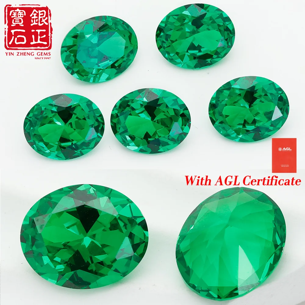 

Oval Shape Lab grown Yttrium Aluminum Oxide Cultivated Tsavorite Green Color With AGL Certifacate Gemstone For Jewelry Making