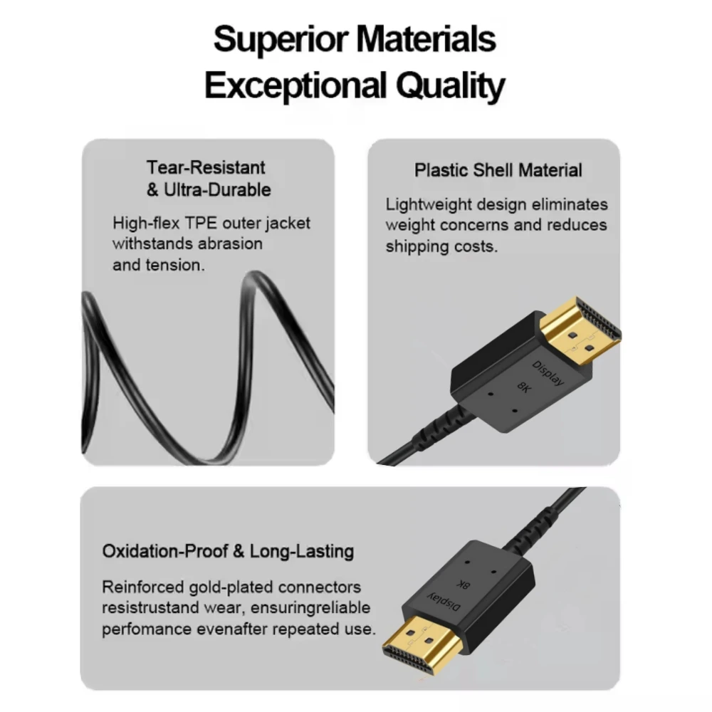New HDMI 8K 2.1 Fiber Optic Cable 8K@60Hz 4K@120Hz 144Hz, HDMI Cable 8K 48Gbps High Speed HDCP for Roku TV PS5 Xbox RTX3090 3080