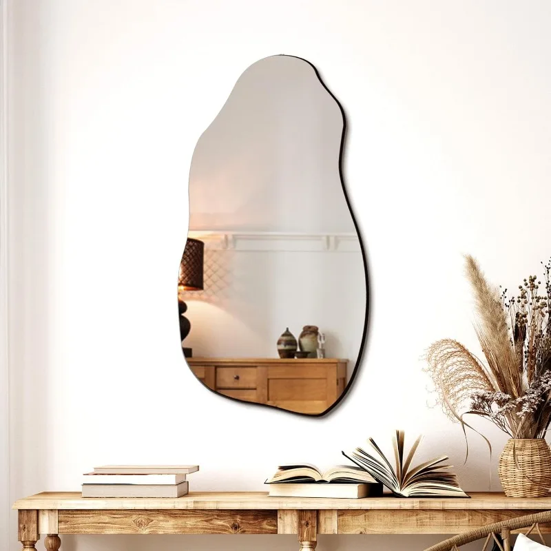 Irregular Asymmetrical Wall Mirror for Living Room Bathroom Entryway, Modern Decorative Mirror Hanging