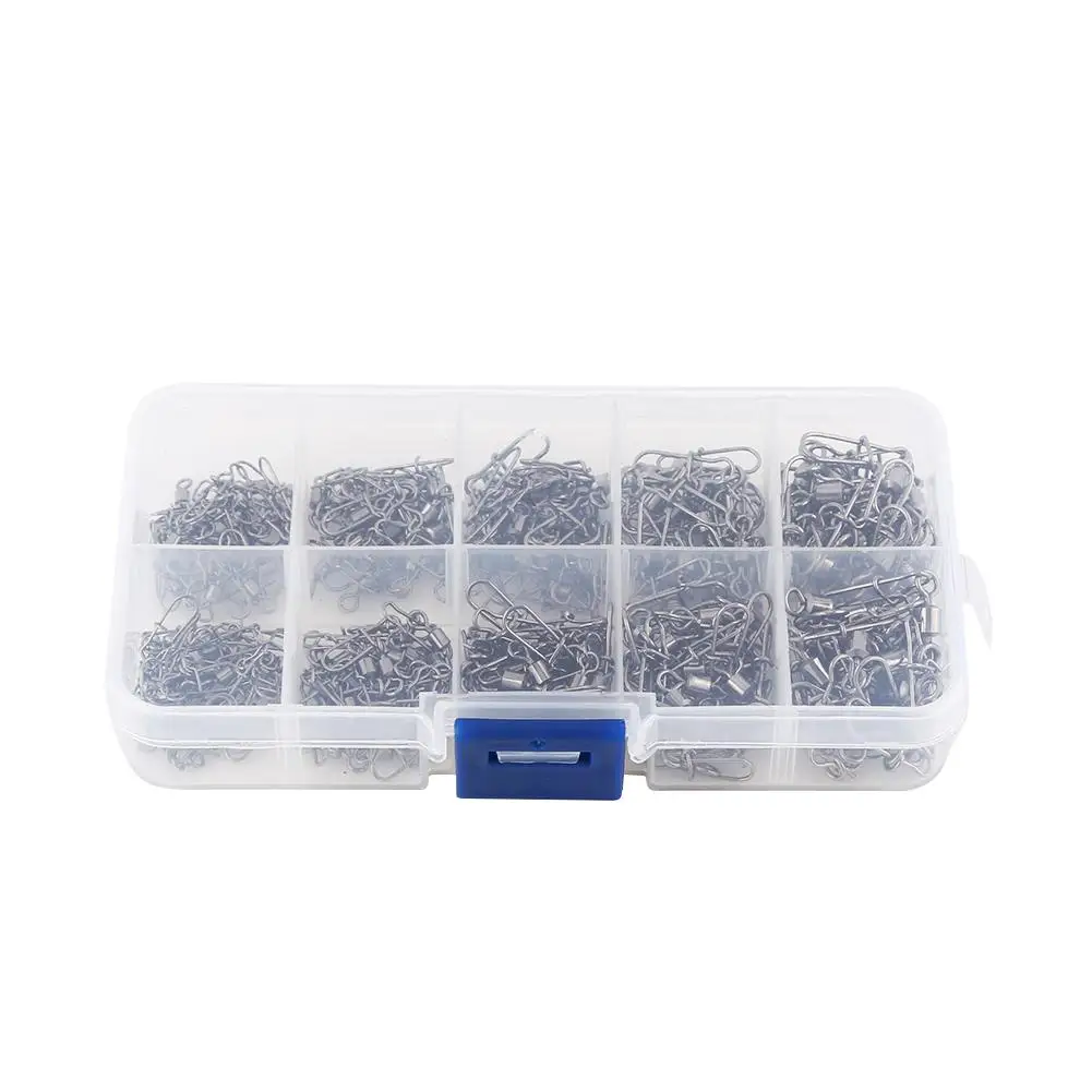 210pcs Fishing Rolling Snap Connectors  - Solid Barrel Rings Size 2# 4# 5# 6# 8# for Angling Tackle