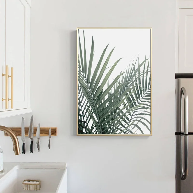 Simple Ink Plant Poster Monstera Poster Wall Art Canvas Painting Nordic Palm Tree Poster Banana Leaf Pictures for Bathroom Decor