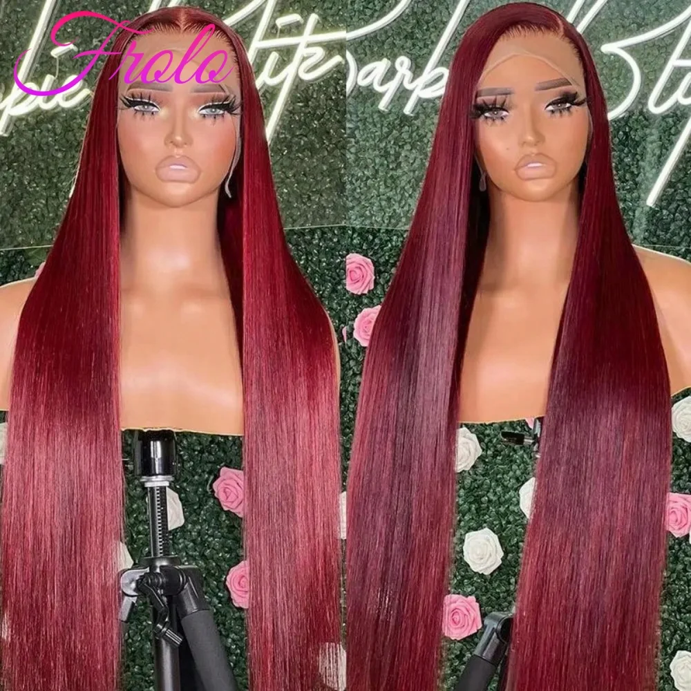 

180 Density 99j Burgundy 13x6 HD Lace Frontal Human Hair Wig Straight Human Hair Wigs Pre Plucked Brazilian 13x4 Lace Hair Wigs