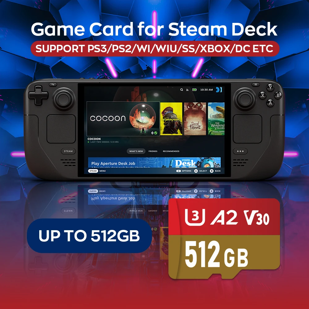 

Retro Game Card for Steam Deck with Batocera 40 Plug & Play with 15000+ Games for PS3/PS2/PS1/PSP/WII/WIIU/XBOX/SS/DC Emulators