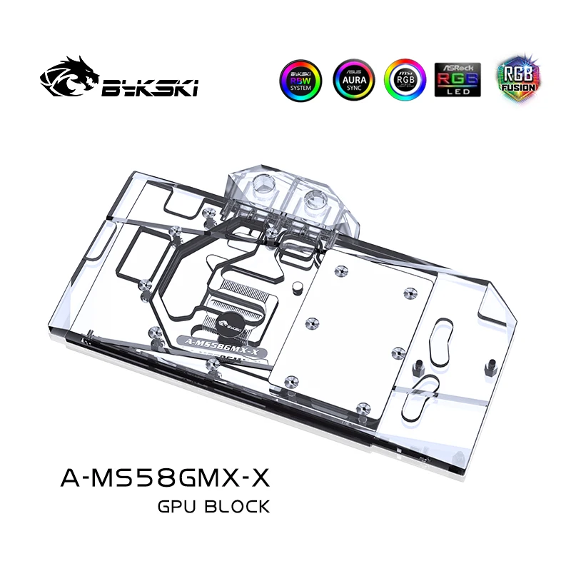 BYKSKI Water Block Use for MSI-RX480-Armor/RX-480-Gaming-X/ Rx470 Gaming X 8G / RX570 580 Mech Full Cover Copper Block RGB AURA