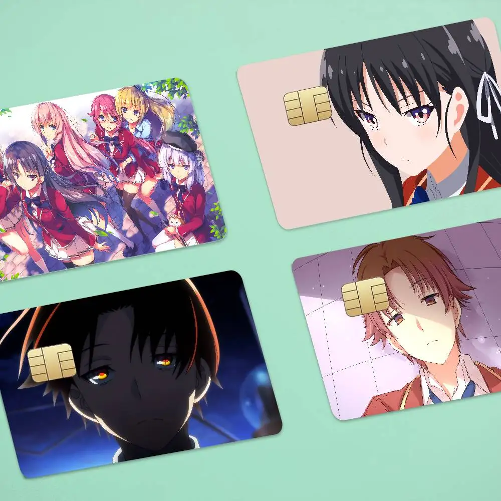 Anime Classroom Of The Elite Anmie 4pcs 1Set Sticker Film Skin Cover For Credit Card Debit Bank Card Front
