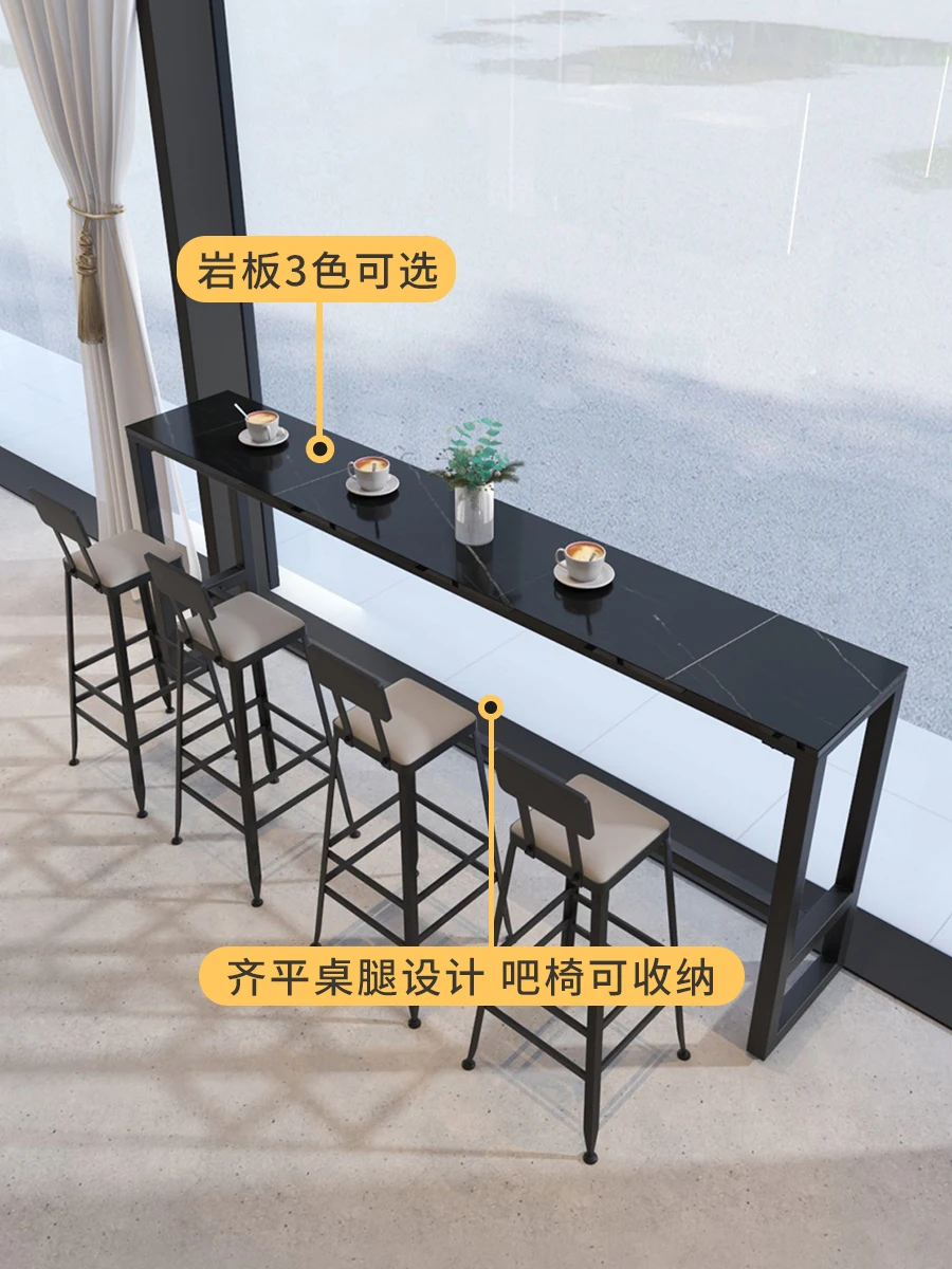 Nordic balcony rock slab bar table and chair combination commercial bar against the wall long strip high table custom narrow tab