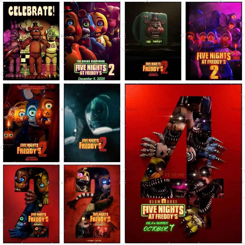 Affiche de dessin animé Fnaf Five-nights-At-Freddys 2, autocollant étanche pour décor de salle de Bar, cadeau imprimé de haute qualité