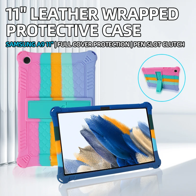 Silicone Case For Samsung Galaxy Tab A9 Plus 11 inch Kids Soft Stand Cover Funda for Tab A9+ 11