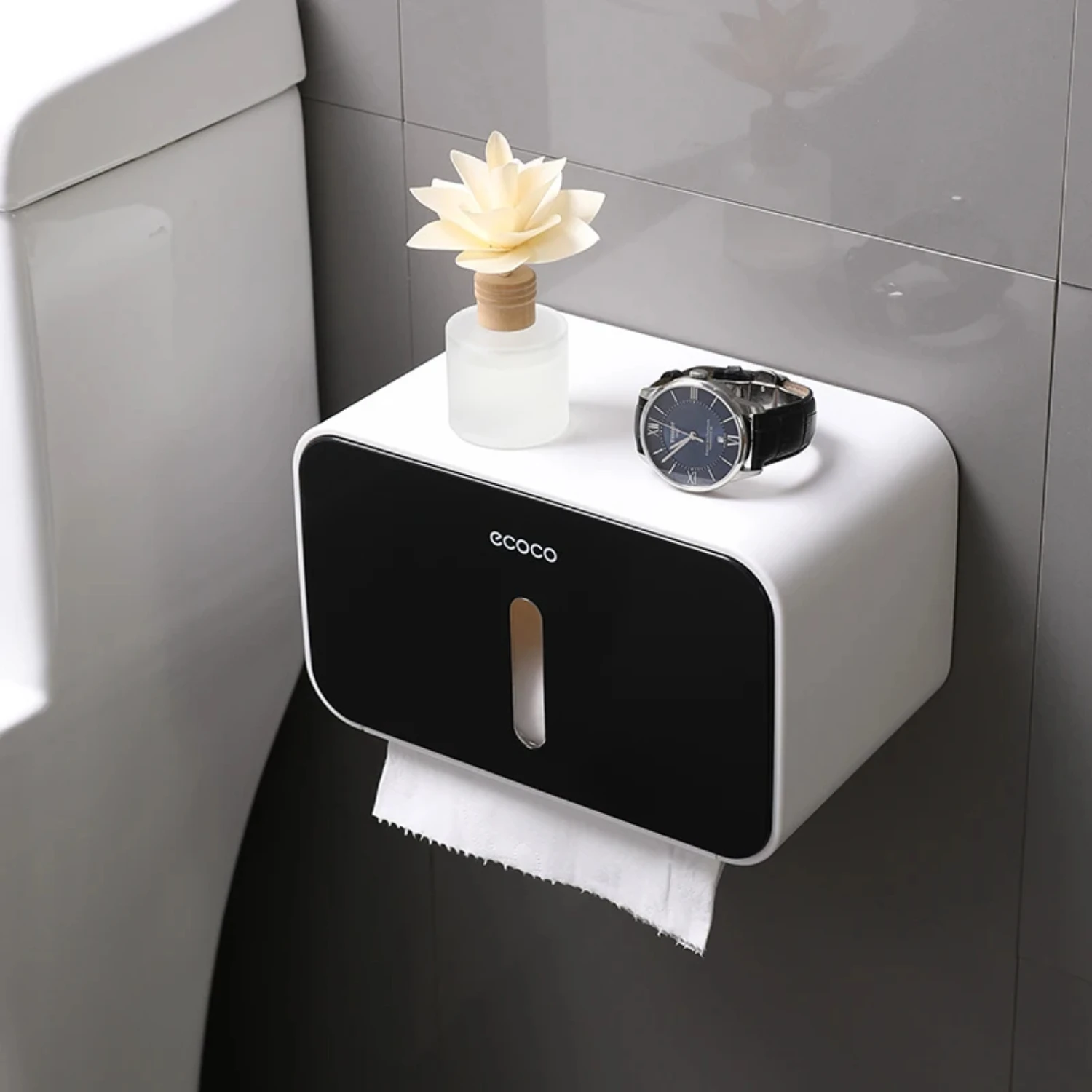 Nail-free Waterproof Bathroom Roll Paper Box Toilet Paper Box Wall-mounted Storage Tissue  Home Bathroom Storage Tools