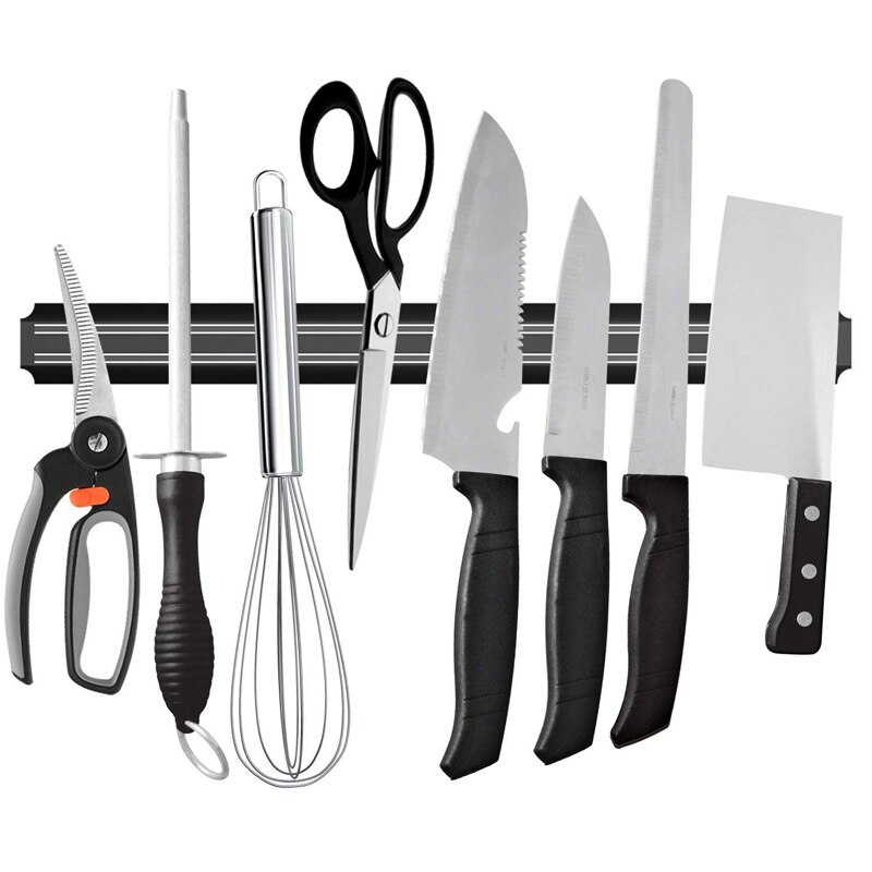  Kitchen Wall Mounted Magnetic Knife Holder Hardware Tools Absorbent Simple Multifunctional Shelf Plastic Stripe 