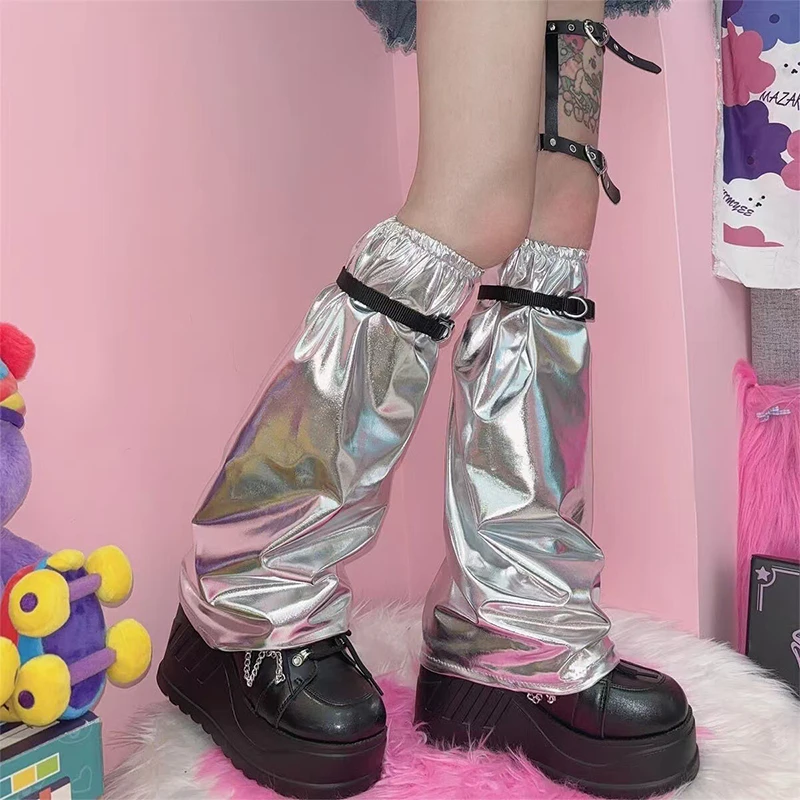 

Shiny Fashionable Aesthetic Y2K Leg Warmer Metallic Shining Leg Warmer Harajuku Punk Leg Cover Party Dress Decor Socks