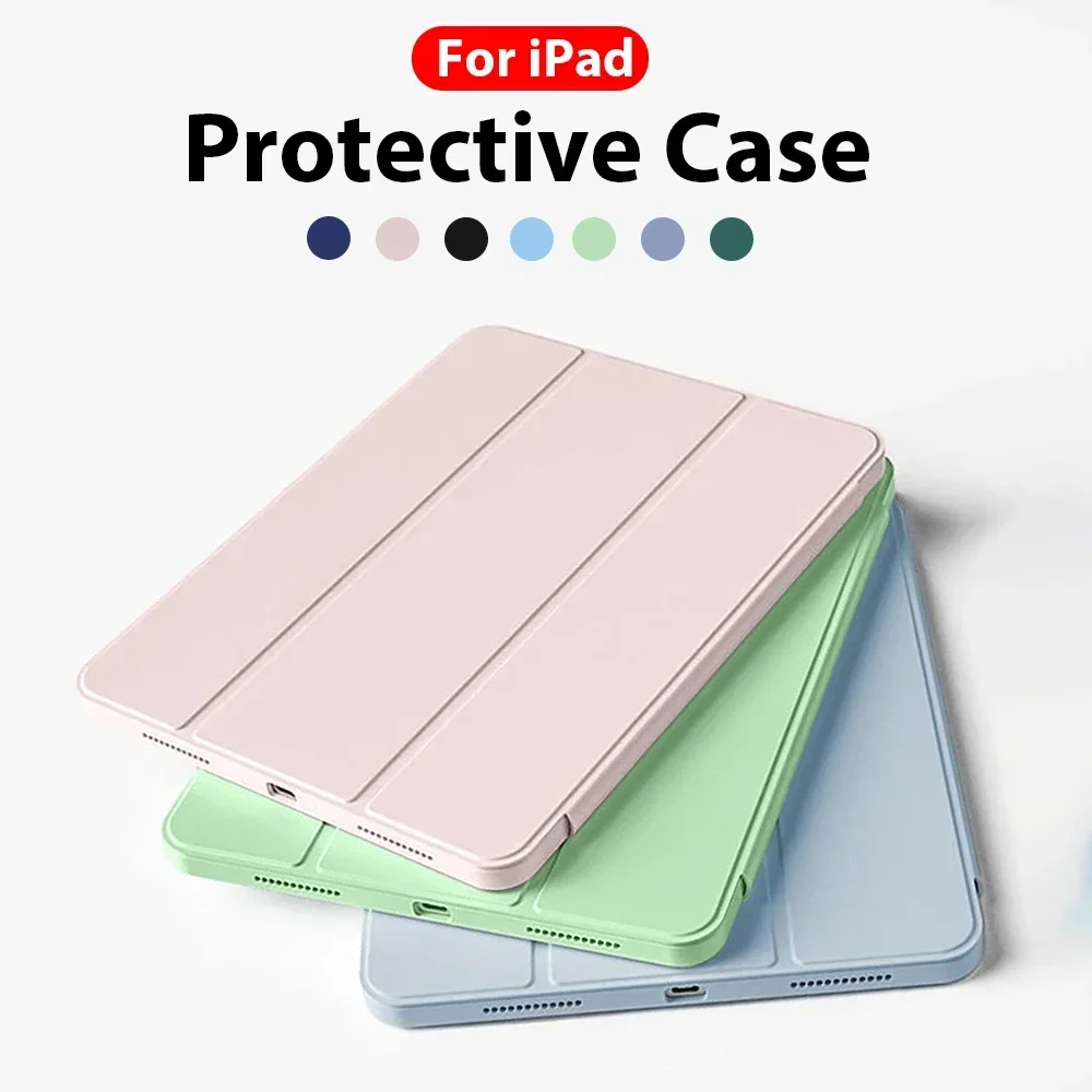 

Tablet Case for IPad Air M2 13 11 Inch Air4 10.9 Pro M4 Pro 12.9 11 Ipad 10th PU Leather Soft Silicone Back Stand Cover